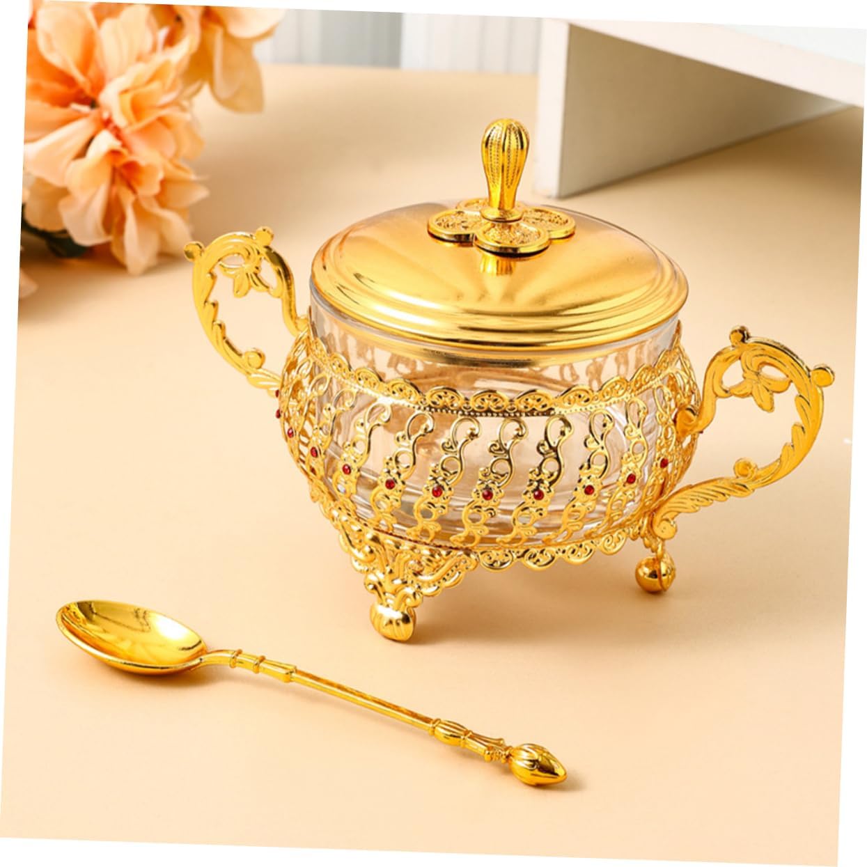 Kitchen Gadgets Gold - Mangkuk Gula dengan Tutup dan Sendok