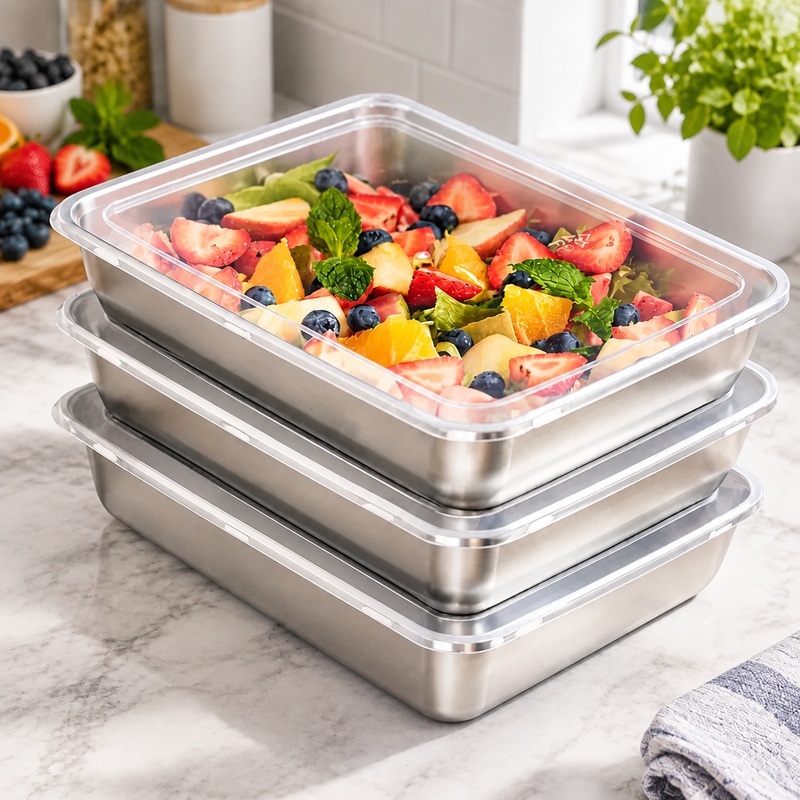 Kitchen Gadgets Organizer - Paket Isi Tiga Wadah Makanan Baja