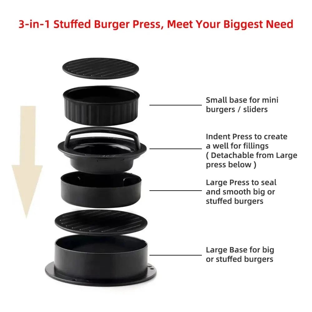 Roti Burger tekan daging bulat - Kitchen Helper Gadgets ulasan dan harga